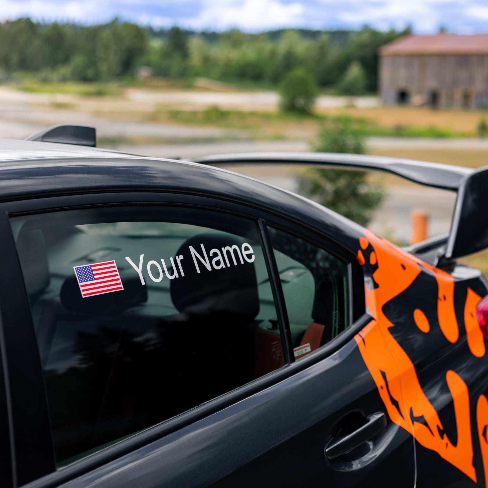 Drivers Name Only with Flag Decals